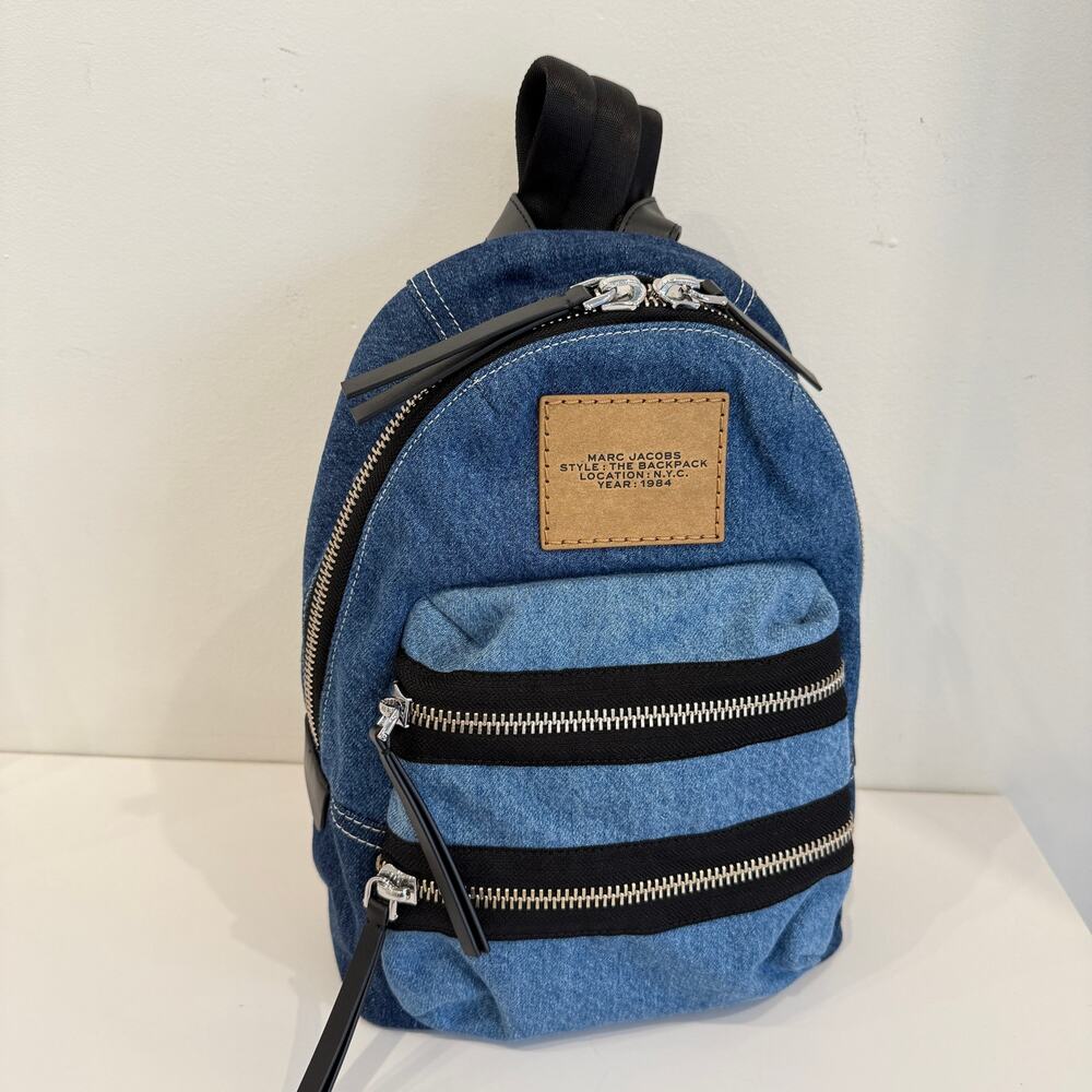 MARC JACOBS Unisex The Biker Colorblock Denim Medium Backpack